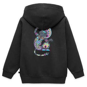 Ornements tribaux - Sweat Premium à capuche zippé enfant bio - noir - Dos - AI Model Kid Male (0cm)