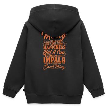 GELD UND IMPALA Y - Kinder Premium Organic Zip Hoodie - Schwarz - Hinten - AI Model Kid Male (0cm)