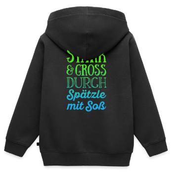 Stark und groß durch Spätzle mit Soß - Kinder Premium Organic Zip Hoodie - Schwarz - Hinten - AI Model Kid Male (0cm)