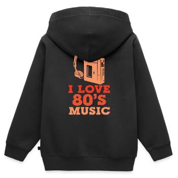 I love 80´s Music - Kinder Premium Organic Zip Hoodie - Schwarz - Hinten - AI Model Kid Male (0cm)