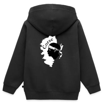Corse - Sweat Premium à capuche zippé enfant bio - noir - Dos - AI Model Kid Male (0cm)