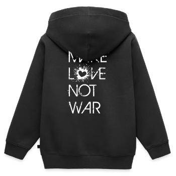 Love not War white - Kinder Premium Organic Zip Hoodie - Schwarz - Hinten - AI Model Kid Male (0cm)
