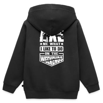 Hache Hache Lancer Hache Hache Lancer Hache - Sweat Premium à capuche zippé enfant bio - noir - Dos - AI Model Kid Male (0cm)