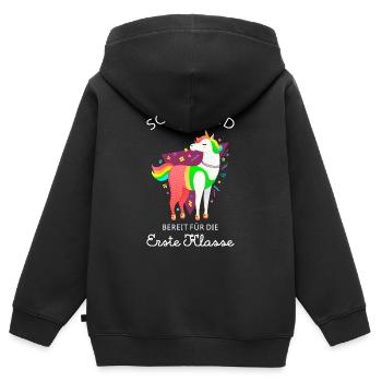 Schulkind 2022 - Einhorn Einschulung Geschenk - Kinder Premium Organic Zip Hoodie - Schwarz - Hinten - AI Model Kid Male (0cm)