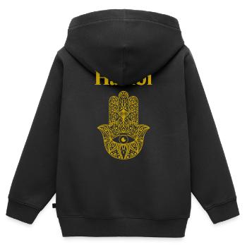 Habibi. Goldene Hand von Fatima - Kinder Premium Organic Zip Hoodie - Schwarz - Hinten - AI Model Kid Male (0cm)