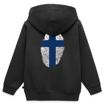 Finlande - Sweat Premium à capuche zippé enfant bio - noir - Dos - AI Model Kid Male (0cm)