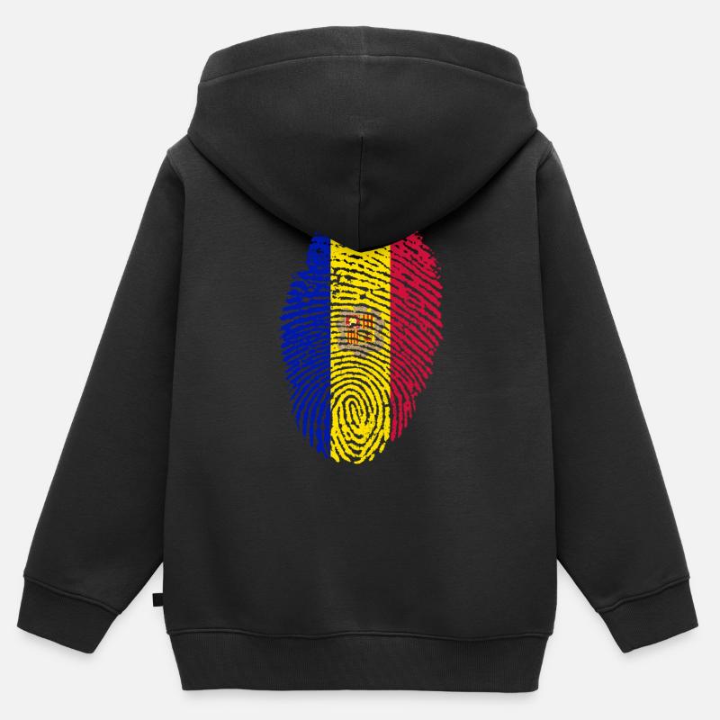 Drapeau d’Andorre - Sweat Premium à capuche zippé enfant bio - noir