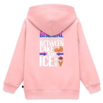 Fierté gaie LGBTQ - Sweat Premium à capuche zippé enfant bio - rose - Dos - AI Model Kid Female (0cm)