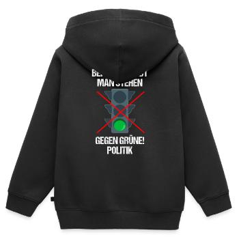 gegen Grüne Politik Grün Geschenk - Kinder Premium Organic Zip Hoodie - Schwarz - Hinten - AI Model Kid Male (0cm)