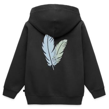 Deux plumes - Sweat Premium à capuche zippé enfant bio - noir - Dos - AI Model Kid Male (0cm)
