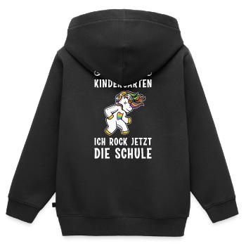 Bye Bye Kindergarten Ich Rocke Jetzt Die Schule - Kinder Premium Organic Zip Hoodie - Schwarz - Hinten - AI Model Kid Male (0cm)