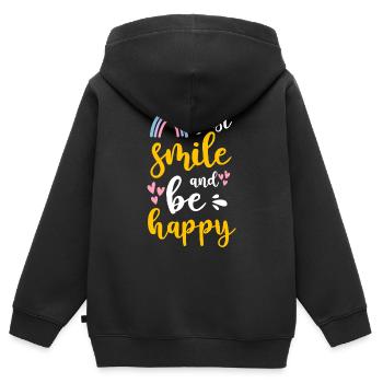 Glück Positiv Urlaub - Kinder Premium Organic Zip Hoodie - Schwarz - Hinten - AI Model Kid Male (0cm)
