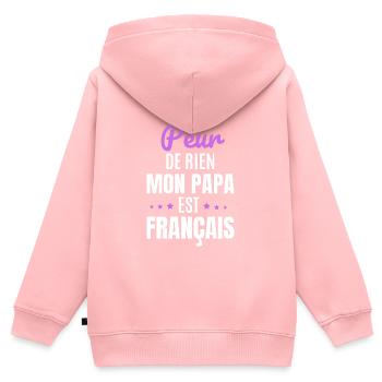 Je n'ai peur de rien mon papa est français - Sweat Premium à capuche zippé enfant bio - rose - Dos - AI Model Kid Female (0cm)