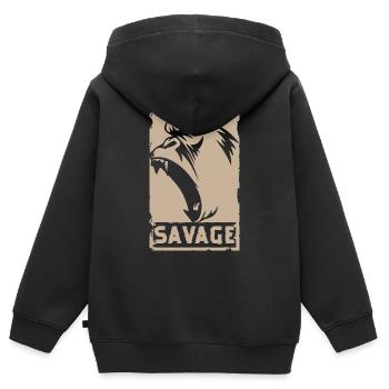 Jungle d'haltérophilie primate gorille - Sweat Premium à capuche zippé enfant bio - noir - Dos - AI Model Kid Male (0cm)