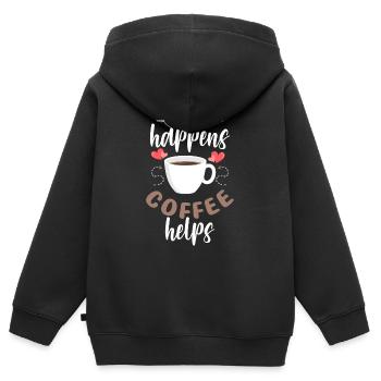 Kaffeeliebhaber Morgenmuffel Frühaufsteher Trinken - Kinder Premium Organic Zip Hoodie - Schwarz - Hinten - AI Model Kid Male (0cm)