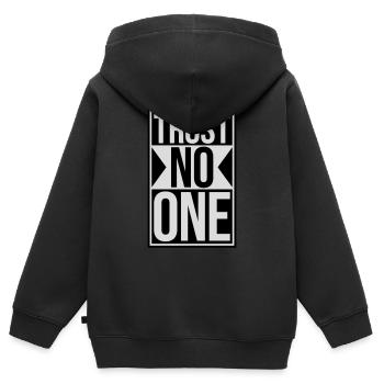 ne faites confiance à personne pour ne citer - Sweat Premium à capuche zippé enfant bio - noir - Dos - AI Model Kid Male (0cm)