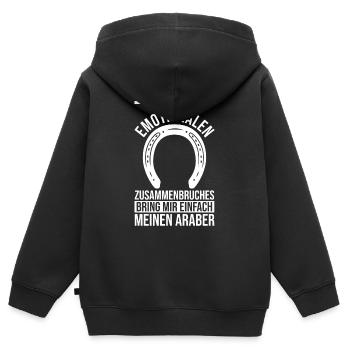 Pferd Reitsport Reiten Pferdesport Araber - Kinder Premium Organic Zip Hoodie - Schwarz - Hinten - AI Model Kid Male (0cm)