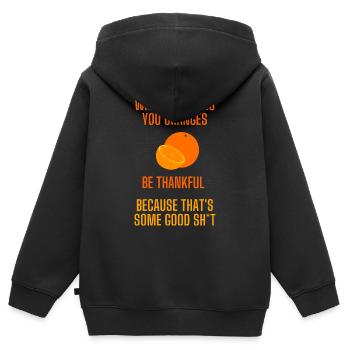 When life gives you oranges lustiger Spruch - Kinder Premium Organic Zip Hoodie - Schwarz - Hinten - AI Model Kid Male (0cm)