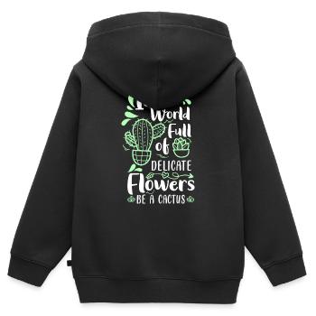 Kakteen Wüste Garten - Kinder Premium Organic Zip Hoodie - Schwarz - Hinten - AI Model Kid Male (0cm)
