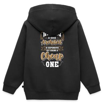 Architecture - Sweat Premium à capuche zippé enfant bio - noir - Dos - AI Model Kid Male (0cm)