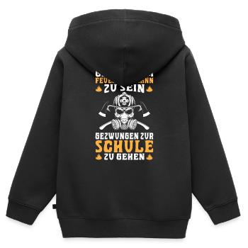 GEBOREN UM FEUERWEHRMANN ZU SEIN - Kinder Premium Organic Zip Hoodie - Schwarz - Hinten - AI Model Kid Male (0cm)