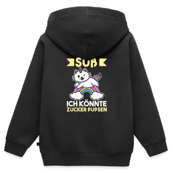 Deine Fürze stinken aber Ich liebe Dich - Kinder Premium Organic Zip Hoodie - Schwarz - Hinten - AI Model Kid Male (0cm)