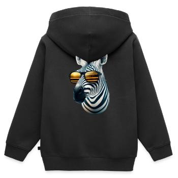 Zebra - Kinder Premium Organic Zip Hoodie - Schwarz - Hinten - AI Model Kid Male (0cm)