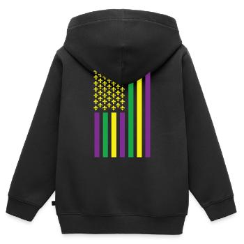 Mardi Gras Amerikanische Flagge - Kinder Premium Organic Zip Hoodie - Schwarz - Hinten - AI Model Kid Male (0cm)