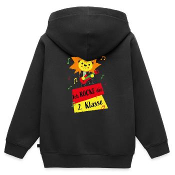 Ich rocke die 2. Klasse - Grundschule Klasse 2 - Kinder Premium Organic Zip Hoodie - Schwarz - Hinten - AI Model Kid Male (0cm)
