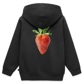 Saftige rote Erdbeere, Sommer - Kinder Premium Organic Zip Hoodie - Schwarz - Hinten - AI Model Kid Male (0cm)
