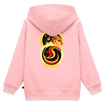 Double dragon - Sweat Premium à capuche zippé enfant bio - rose - Dos - AI Model Kid Female (0cm)
