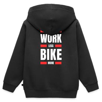 Work Less, Bike More - Kids Premium Organic Zip-up Hoodie - black - Back - AI Model Kid Male (0cm)