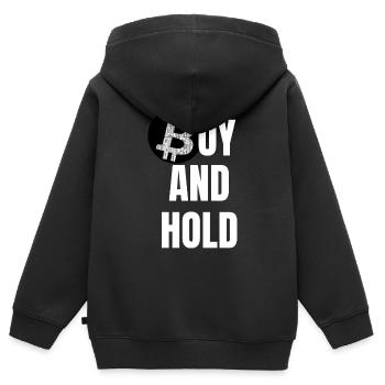 Bitcoin - Buy and Hold - Kinder Premium Organic Zip Hoodie - Schwarz - Hinten - AI Model Kid Male (0cm)