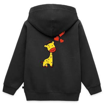 Giraffe verliebt - Kinder Premium Organic Zip Hoodie - Schwarz - Hinten - AI Model Kid Male (0cm)