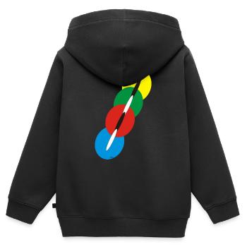 Kanal 1 groß - Kinder Premium Organic Zip Hoodie - Schwarz - Hinten - AI Model Kid Male (0cm)