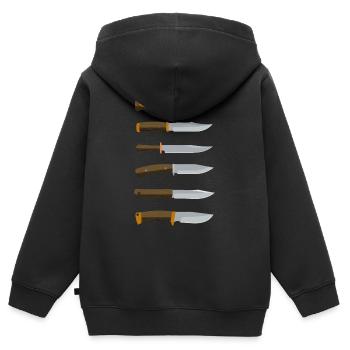 Couteaux collecteur divers couteaux - Sweat Premium à capuche zippé enfant bio - noir - Dos - AI Model Kid Male (0cm)