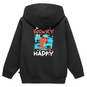 Faultier Abhängen Gemütlich - Kinder Premium Organic Zip Hoodie - Schwarz - Hinten - AI Model Kid Male (0cm)