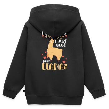 Lama Ferme Animal Doux - Sweat Premium à capuche zippé enfant bio - noir - Dos - AI Model Kid Male (0cm)
