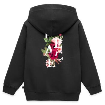 Peace flowers - Sweat Premium à capuche zippé enfant bio - noir - Dos - AI Model Kid Male (0cm)