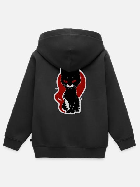 Mystic Cat - Kinder Premium Organic Zip Hoodie - Schwarz