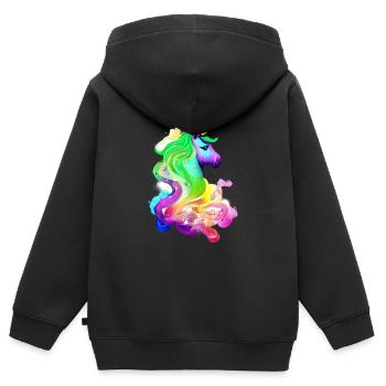 Einhorn Fabeltier Mädchen Einhörner Unicorn - Kinder Premium Organic Zip Hoodie - Schwarz - Hinten - AI Model Kid Male (0cm)