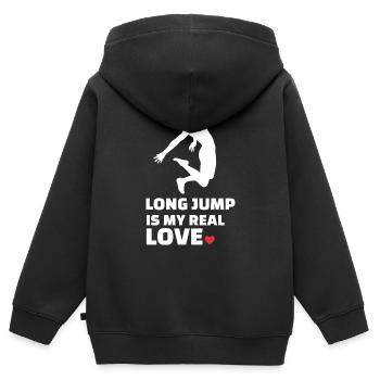 Ich Liebe Weitsprung - Kinder Premium Organic Zip Hoodie - Schwarz - Hinten - AI Model Kid Male (0cm)
