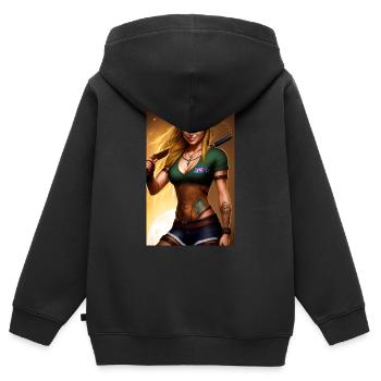 trendy girl - danger - Kinder Premium Organic Zip Hoodie - Schwarz - Hinten - AI Model Kid Male (0cm)