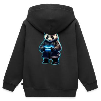 Panda Gamer - Sweat Premium à capuche zippé enfant bio - noir - Dos - AI Model Kid Male (0cm)