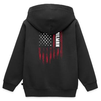 Postbote Zusteller Sendung Kurierdienst - Kinder Premium Organic Zip Hoodie - Schwarz - Hinten - AI Model Kid Male (0cm)