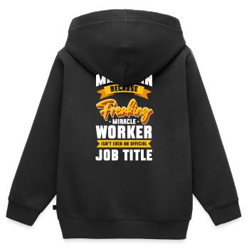Briefträger Paket Arbeit - Kinder Premium Organic Zip Hoodie - Schwarz - Hinten - AI Model Kid Male (0cm)