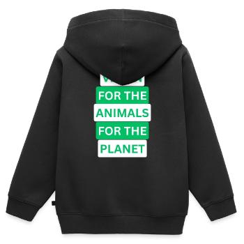 Veganer Stil mit Herz: Einzigartiges Design - Kinder Premium Organic Zip Hoodie - Schwarz - Hinten - AI Model Kid Male (0cm)