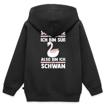 Schwan - Kinder Premium Organic Zip Hoodie - Schwarz - Hinten - AI Model Kid Male (0cm)