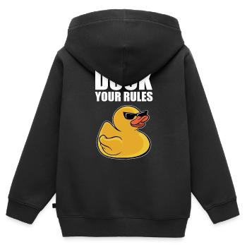 Funny Duckling Cool Rubber Duck Your Rules - Kinder Premium Organic Zip Hoodie - Schwarz - Hinten - AI Model Kid Male (0cm)