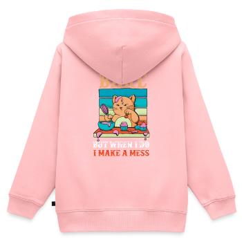 Backen Sie nicht immer, aber wenn Sie ein Durcheinander anrichten - Kinder Premium Organic Zip Hoodie - Rosa - Hinten - AI Model Kid Female (0cm)